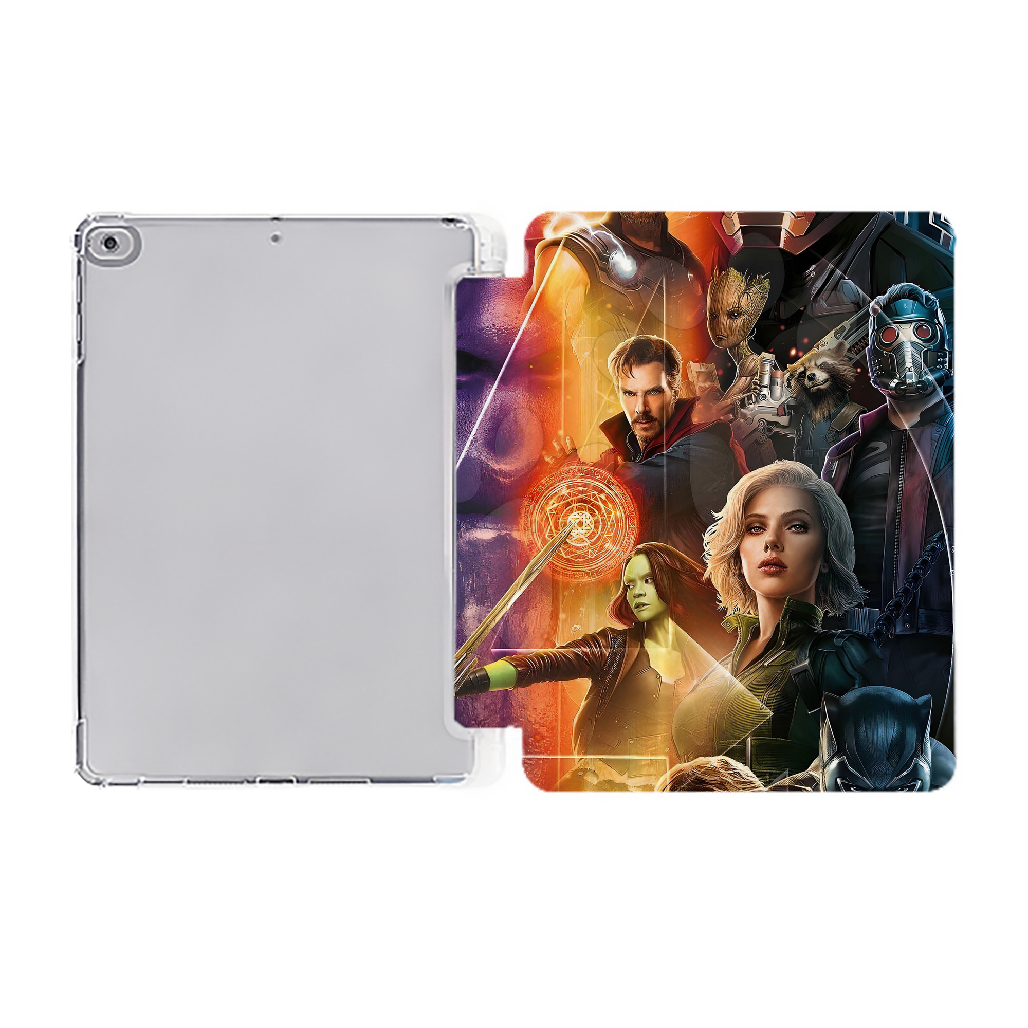 （画像用） アベンジャーズ The Avengers IPad ケース ペン収納付き 三つ折りスタンド PUレザー×シリコン 対応機種9.5/10.5/10.9インチ